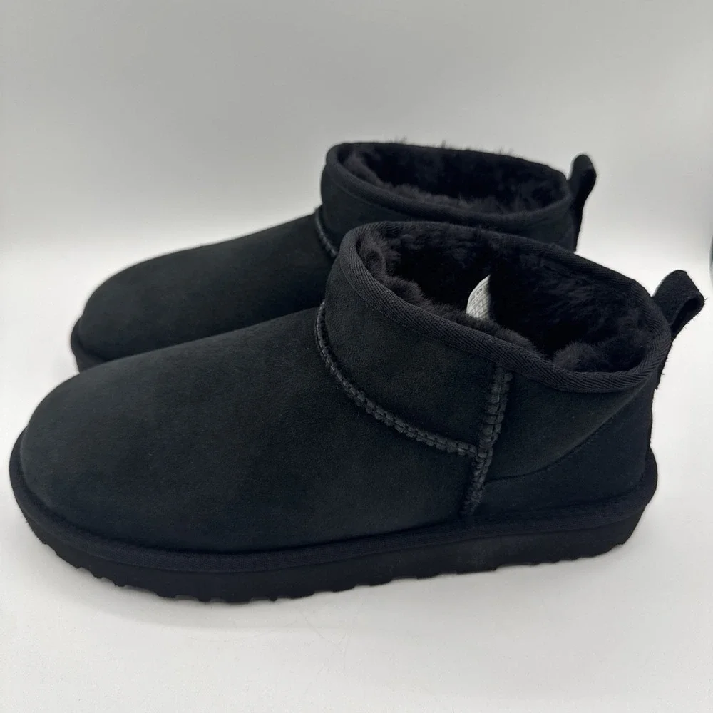 UGG Ultra Mini Boots Women's Size 12‎ Black Suede Water Repellant